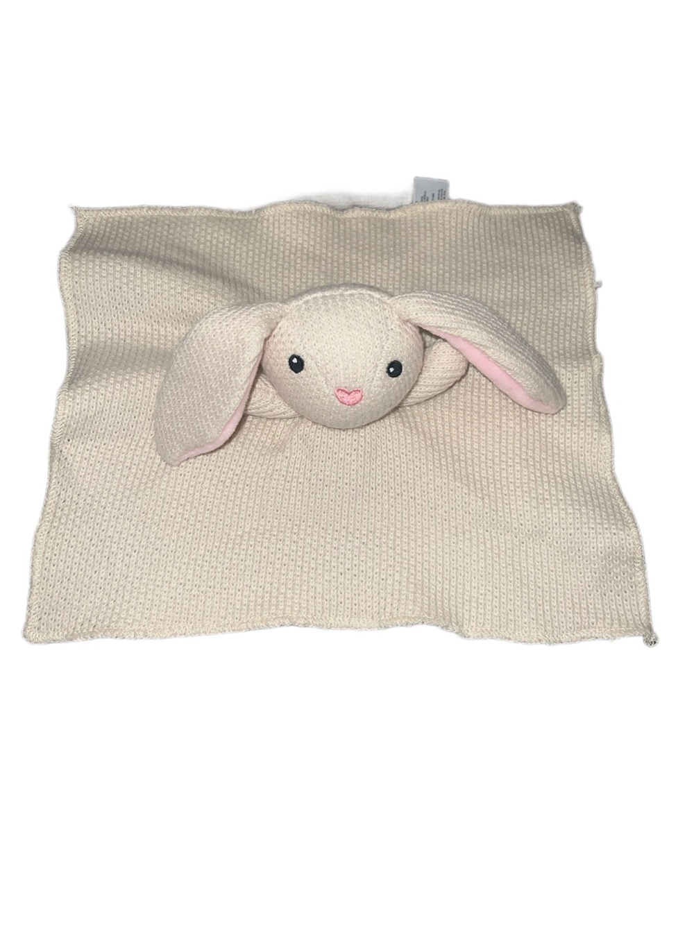 Moon and Stars Bunny Rabbit Baby Lovey  Beige Knit Lightweight Security Blanket